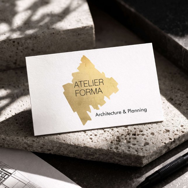 Tarjeta De Visita Arquitecto moderno oro minimal blanco (Subido por el creador)