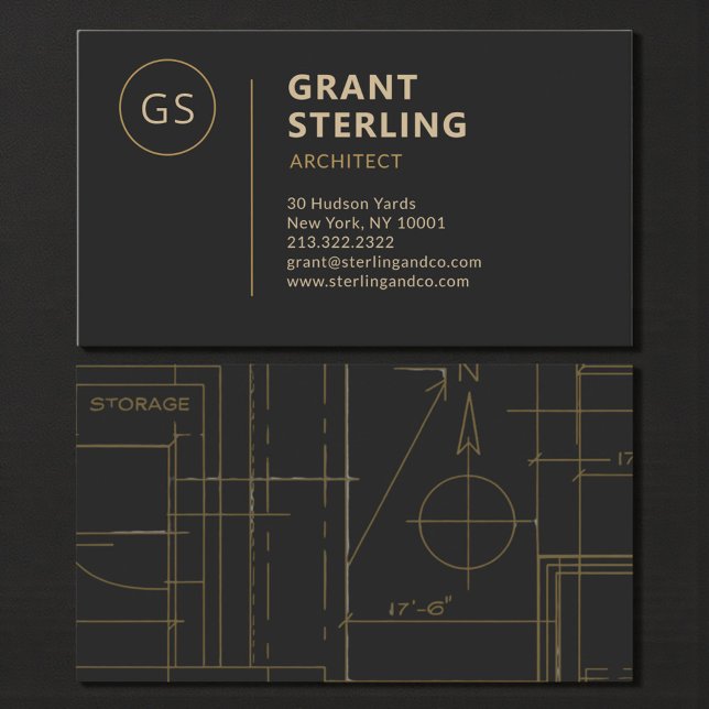 Tarjeta De Visita Arquitecto Moderno Oro Negro (Subido por el creador)