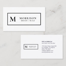 Tarjeta De Visita Arquitecto Monograma Black White Profesional
