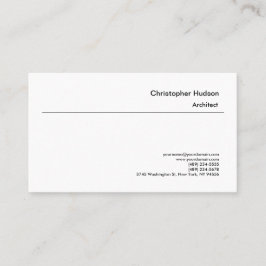 Tarjeta De Visita Arquitecto profesional blanco simple y negro simpl