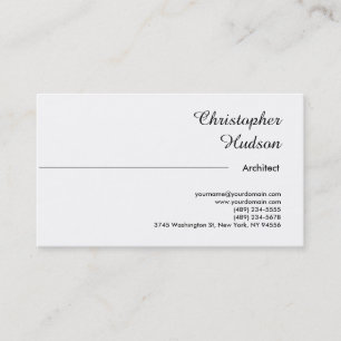 Tarjeta De Visita Arquitecto profesional blanco simple y negro simpl