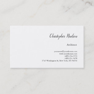 Tarjeta De Visita Arquitecto profesional blanco simple y negro simpl