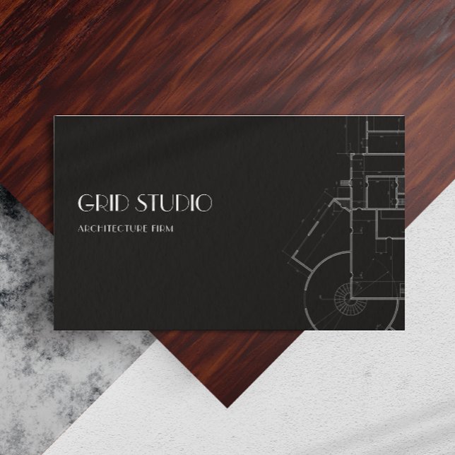 Tarjeta De Visita Arquitecto Profesional Branding Código Qr Negro (Architect Professional Branding Qr Code Black Business Card)