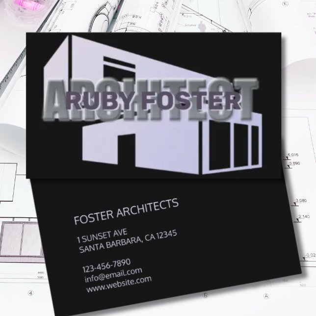 Tarjeta De Visita Arquitecto Profesional Elegante Negro (Subido por el creador)