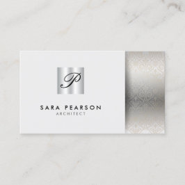 Tarjeta De Visita Arquitecto ProfesionalSkills SilverDamask Monogram