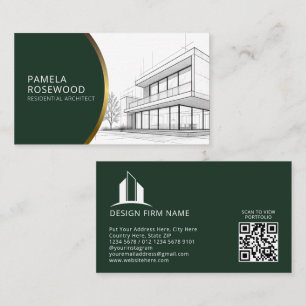 Tarjeta De Visita Arquitecto Residencial   Green & Gold Architecture