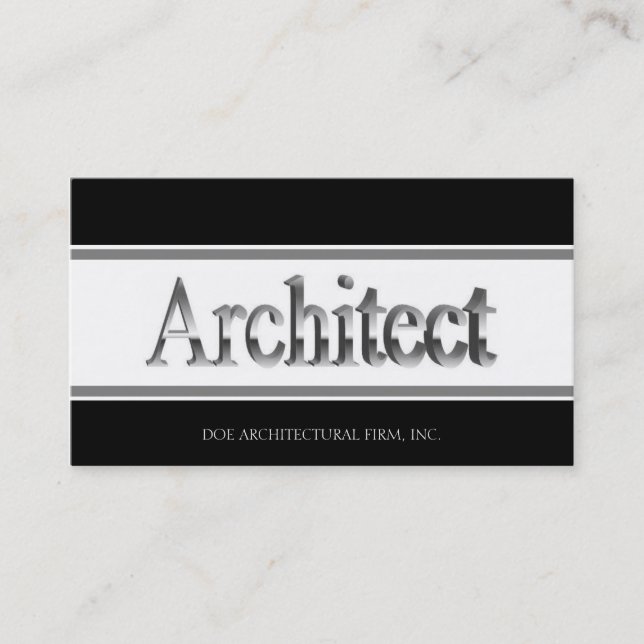 Tarjeta De Visita Arquitecto Script 3D B/W (Anverso)