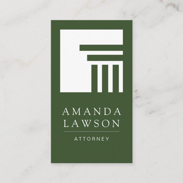Tarjeta De Visita Arquitectura de pilares | Elegante Verde Sencillo (Anverso)