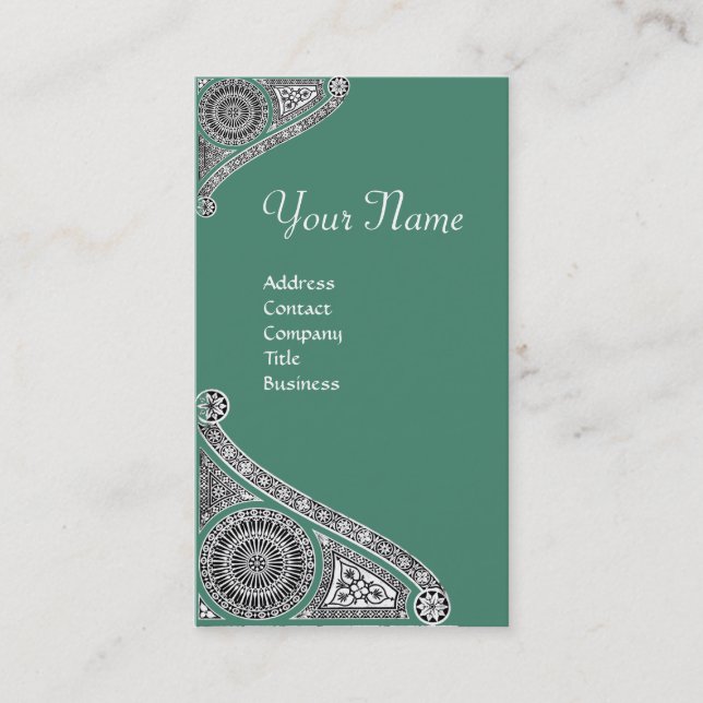 Tarjeta De Visita ARQUITECTURA DE RENACIMIENTO MONOGRAM Blanco verde (Anverso)