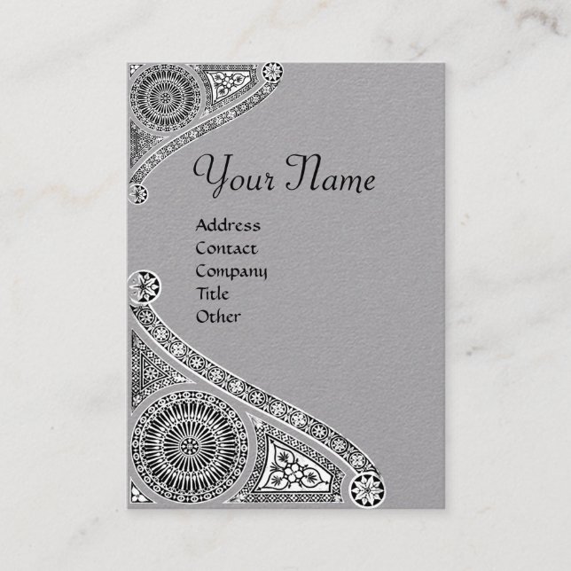Tarjeta De Visita ARQUITECTURA DE RENACIMIENTO MONOGRAM Gris blanco  (Anverso)