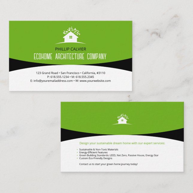 Tarjeta De Visita Arquitectura | Eco Home Architect (Anverso / Reverso)