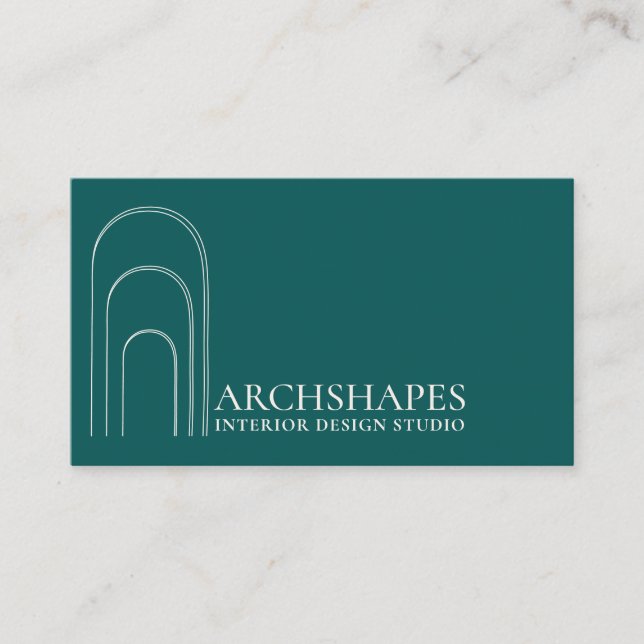 Tarjeta De Visita Arquitectura Geometría Diseño interior verde (Anverso)
