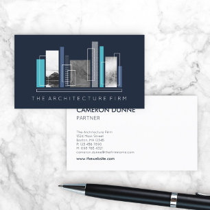 Tarjeta De Visita Arquitectura geométrica gris azul oscuro