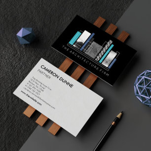 Tarjeta De Visita Arquitectura geométrica gris negro y azul
