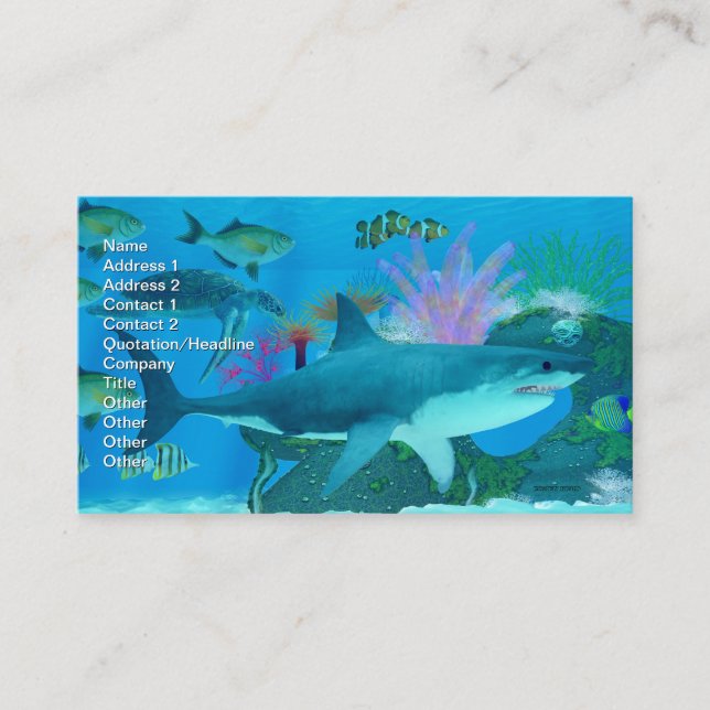 Tarjeta De Visita Arrecife del Océano del Tiburón (Anverso)