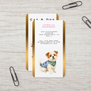 Tarjeta De Visita Arreglo de Aseo de Perros Personalizado en Oro Col