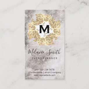 Tarjeta De Visita Arreglo de Flores Elegante de Mármol
