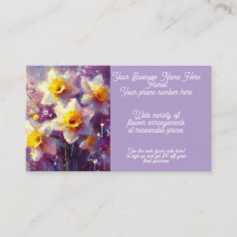 Tarjeta De Visita Arreglo Flor Flor Daffodil Amarillo Púrpura
