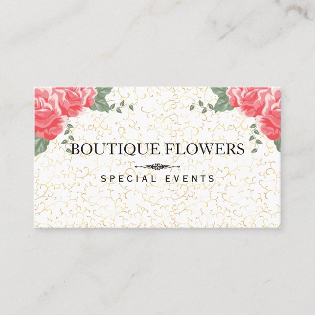 Tarjeta De Visita Arreglo floral | Patrón ordenado (Anverso)