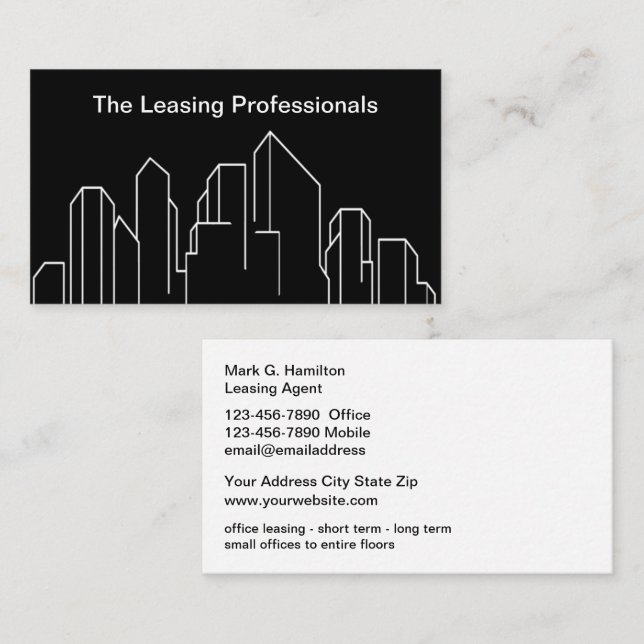 Tarjeta De Visita Arrendamiento de oficinas inmobiliarias de clase (Anverso / Reverso)