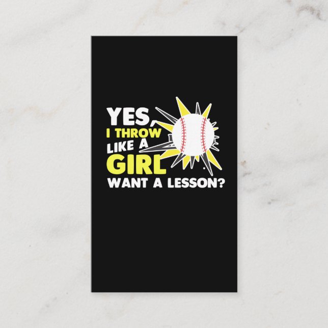 Tarjeta De Visita Arroje Como Un Chica De Softball Jugador De Béisbo (Anverso)