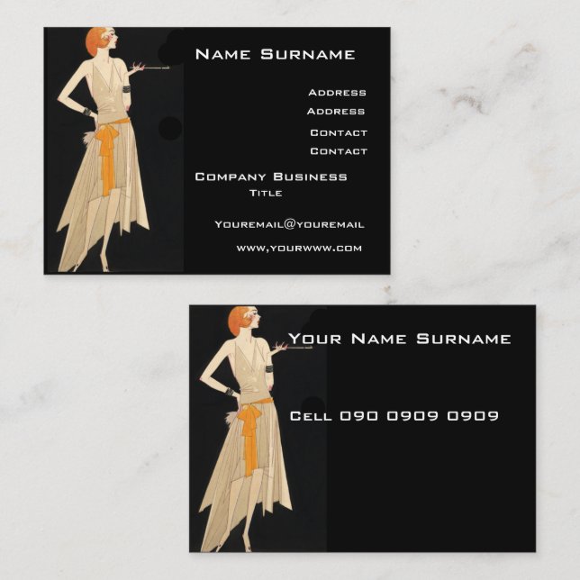 Tarjeta de visita Art Deco (Anverso / Reverso)