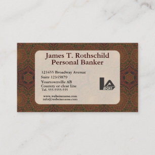 Tarjeta De Visita Art déco antiguo retro del marrón oscuro