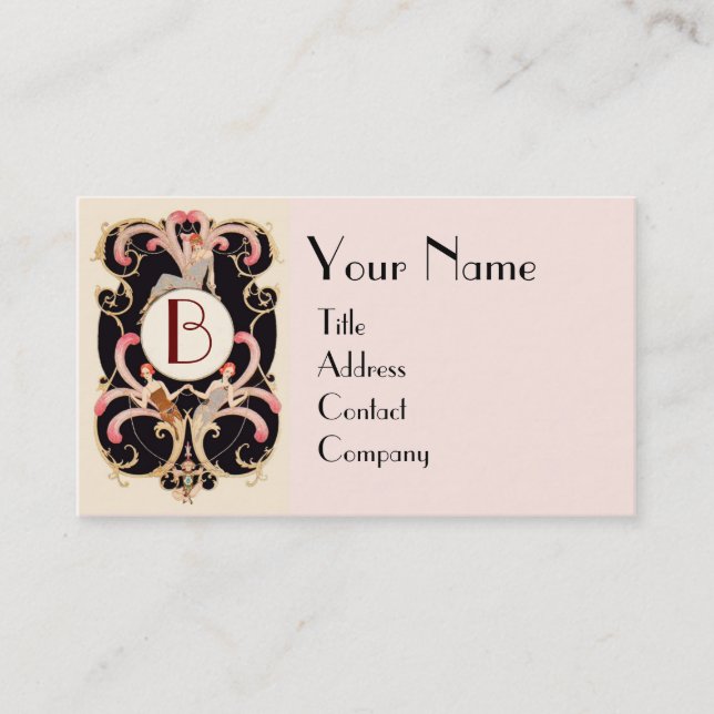TARJETA DE VISITA ART DECO BEAUTY FASHION COSTUME DISEÑADOR MONOGRAM (Anverso)