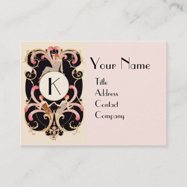 TARJETA DE VISITA ART DECO BEAUTY FASHION COSTUME DISEÑADOR MONOGRAM (Anverso)