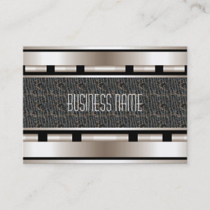 Tarjeta de visita Art Deco cuero negro crema