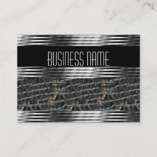 Tarjeta de visita Art Deco Cuero Negro Plata