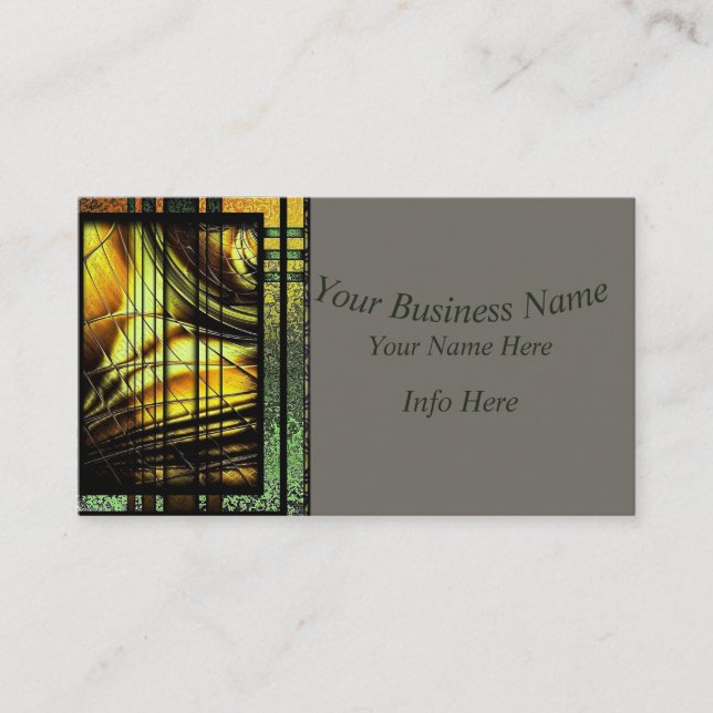 Tarjeta De Visita Art Deco En Verde Y Oro (Anverso)