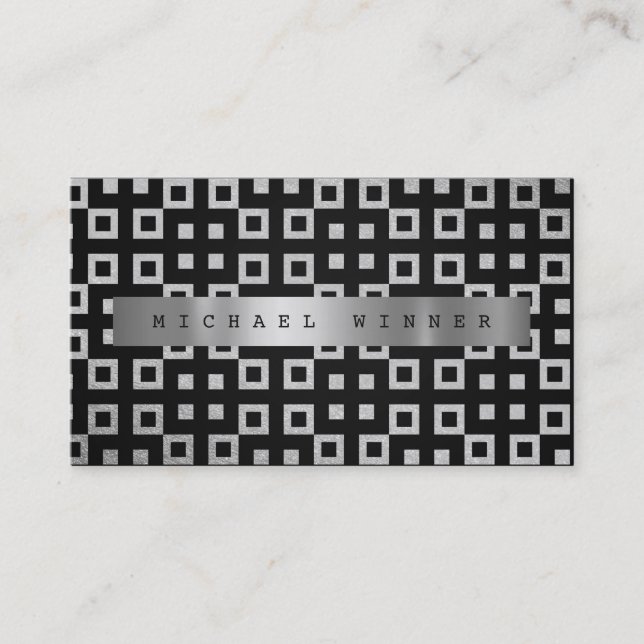 Tarjeta De Visita Art Deco Ornamento Geométrico Vip Relieve metaliza (Anverso)