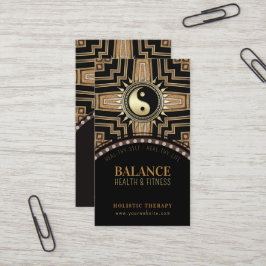 Tarjeta De Visita Art Decó Oro Negro Nueva Edad Glam Yin Yang