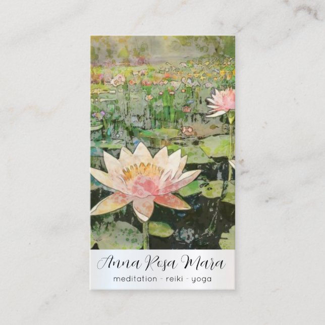 Tarjeta De Visita *~* Art Lotus Water Lily Flower AP67 QR (Anverso)