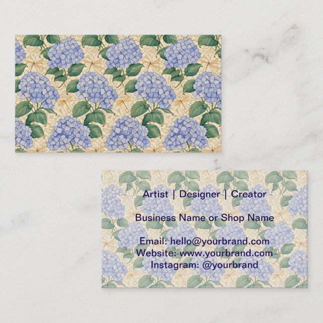 Tarjeta De Visita Art Nouveau Hydrangea Pattern with Dragonflies (Anverso / Reverso)