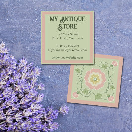 Tarjeta de visita Art Nouveau Pastel Rosa Green Sq