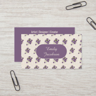 Tarjeta De Visita Art Nouveau Violet Floral Pattern