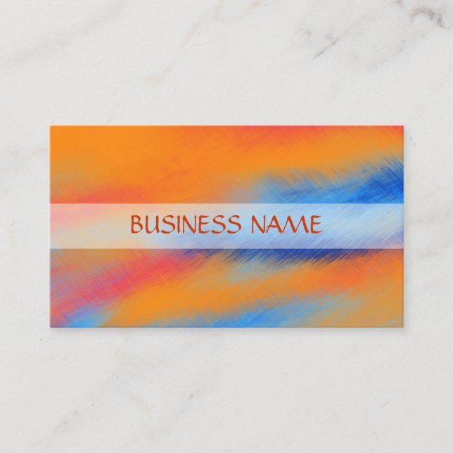 Tarjeta De Visita Arte abstracto 10 de la pintura anaranjada azul (Anverso)