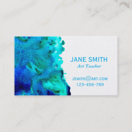 Tarjeta De Visita Arte abstracto de acuarela colorida del profesor d