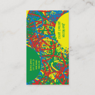 Tarjeta De Visita Arte abstracto de Hot Mess Arte amarillo verde roj