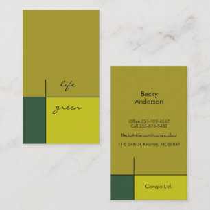Tarjeta De Visita arte abstracto de vida verde, ácido, limón y musgo