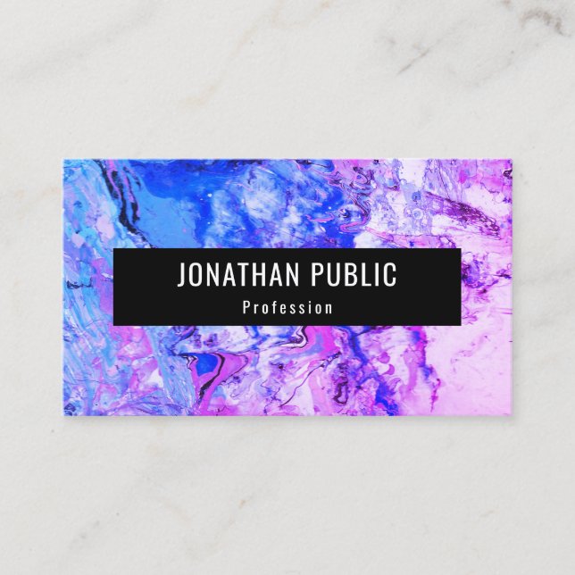 Tarjeta De Visita Arte abstracto moderno de moda rosa azul morado (Anverso)