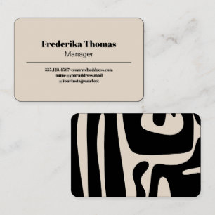 Tarjeta De Visita Arte abstracto moderno Minimalista negro y crema