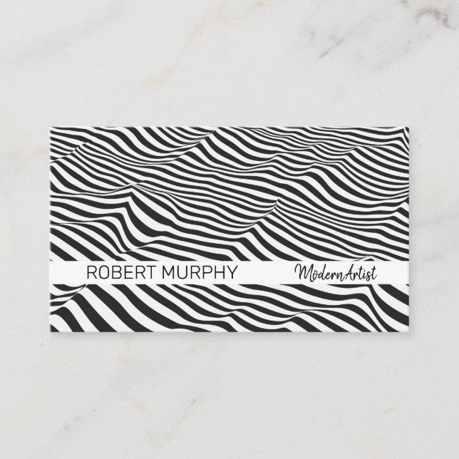 Tarjeta De Visita Arte abstracto | Onda de franjas (Anverso)