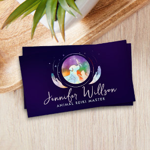 Tarjeta De Visita Arte Acuarela de Sanación Reiki Animal