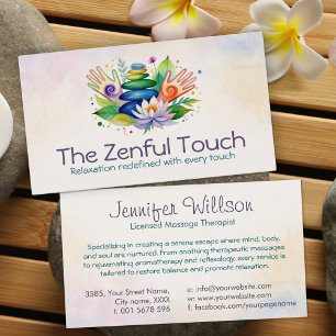 Tarjeta De Visita Arte Acuarela Spa Serenidad Zen