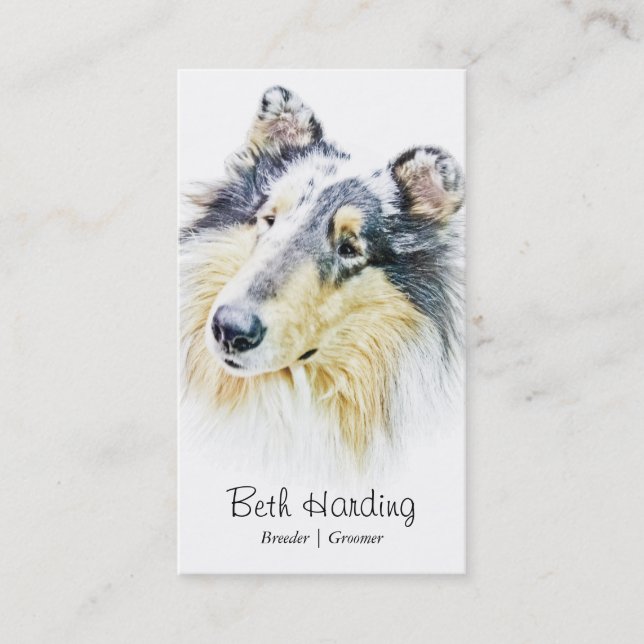 Tarjeta De Visita Arte áspero hermoso del perro del collie (Anverso)
