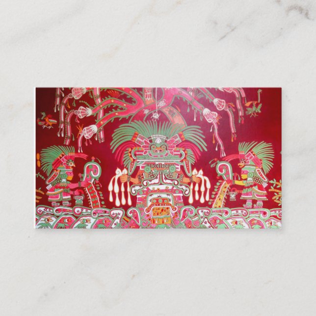 Tarjeta De Visita Arte azteca en diseño rojo (Anverso)