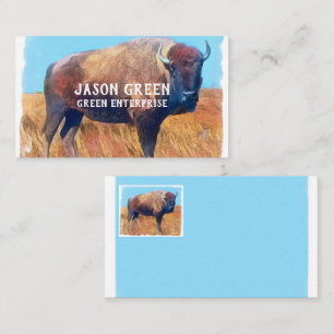 Tarjeta De Visita arte bisonte sobre personalizado de doble cara azu